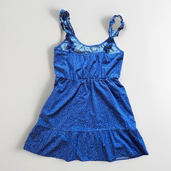 Banana Republic Dress Blue Summer Dress Mini Ruffle Size Medium Petite Casual - Picture 2 of 9